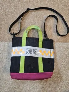 【美品】XGIRL エックスガール ショルダーバッグ 黒 ハンドバッグ ピンク