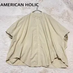 AMERICAN HOLIC 半袖ブラウス L イエロー×ストライプのサムネイル