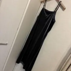 ジーユー　シルバーグレー　ベロア キャミワンピース　M