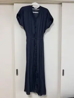 ナノユニバース　ネイビー マキシワンピース ボタン付き