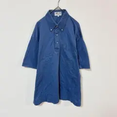 DAKS　ポロシャツ　メンズL　青色系　ボタンダウン　メッシュ状生地　綿のサムネイル
