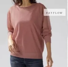 BAYFLOW タンク付きシアーニットプルオーバー　フリーサイズ　ピンクベージュ
