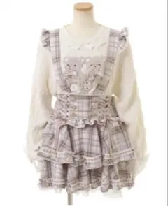 LIZLISA リズリサ はしごリボンギンガムチェックティアードスカパン ピンク