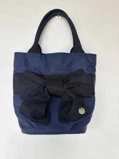 アニエスベー　リボン付きネイビー トートバッグ