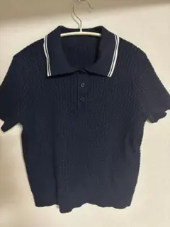 グレー 編み込み模様 半袖ポロシャツ - メルカリ
