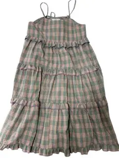 新品タグ付き　allely tokyo チェック柄ティアードキャミワンピース