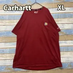 カーハート ＸＬ レッド Ｔシャツ ポケット付 フォース 高機能【う616】