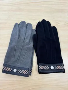美品 DAKS レディース 手袋 2点セット ブラック グレー レザー グローブ