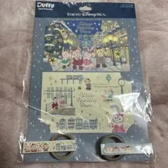 ダッフィー＆フレンズ　ウィンタートゥインクリングタウン　ポストカード　マステ付