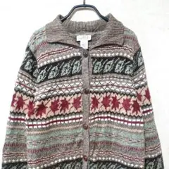 Northern Reflections ニットカーディガン L フェアアイル柄