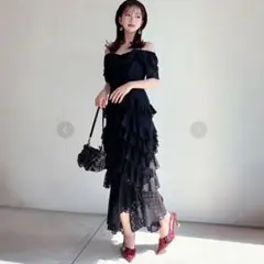 新品　RESEXXY ワンピース ロング フリル オフショル ブラック サイズF