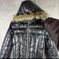 Y2K ファー付きダウンベスト 平成 ギャル男 光沢 短丈 opium