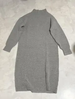 【上海GU】ハイネック ニットワンピース グレー Sサイズ