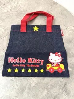 【新品未使用】ハローキティ デニム ミニトートバッグ いちご新聞