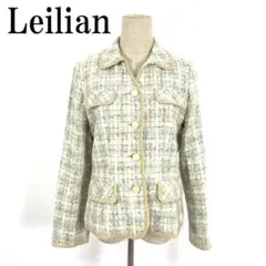 LA8323 レリアン ジャケット ツイード 綿 裏地有 青 水色 白系 11