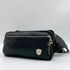 美品 Orobianco ボディバッグ ウエスト 斜め掛け ブラックf729