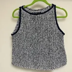 NICO, ニットベスト 黒と白のリブ編み