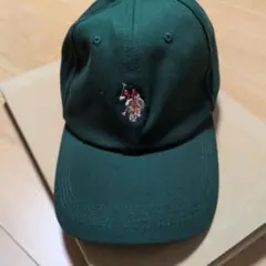 U.S.POLO ASSEN ダークグリーン刺繍ロゴベースボールキャップ