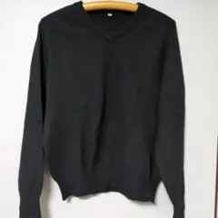 Ｖネックセーター　ブラックM メンズ　ウール100％