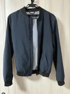 【極美品】ZARA MAN 裏地ストライプ ブルゾン ネイビー S（日本M相当）