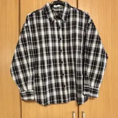 【M】モノトーンチェック柄 長袖シャツ