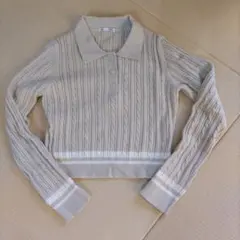 GU ケーブル編みポロセーター S ベージュ