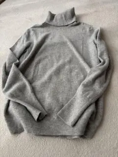 [ユニクロ]カシミヤ100%グレー タートルネックセーターXL