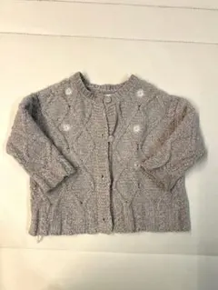 グレー ケーブルニットカーディガン