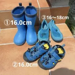 子供 長袖　レインブーツ　マリンシューズ　サンダル　3点　まとめ売り 16cmのサムネイル