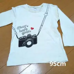 【セール】【即購入可】長袖 トップス カメラプリント ホワイト