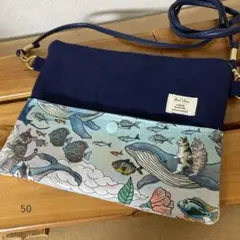 50 ■ポーチにもなるサコッシュ　おとぎの国の猫　スマホショルダー　ハンドメイド