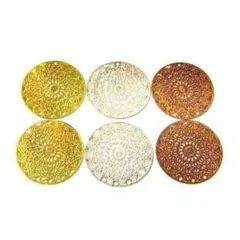 【新品】6枚 約2.4cm 真鍮 透かしパーツ ヴィンテージフラワー GS01