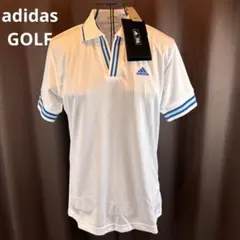 ★adidas GOLF★メンズSレディースM★白ポロシャツ青ライン★新品タグ付