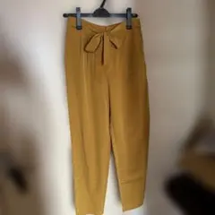 Forever21 ウエストリボン テーパードパンツ マスタード M