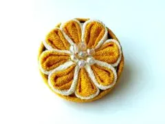 ハンドメイドつまみ細工　和風丸ブローチ　④