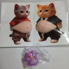 ☓　お腹　ぽっこり　シリコン　ぷにぷに　ステッカー　猫　シール