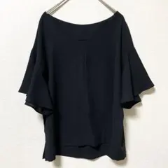 GU ジーユー　ブラウス　Vネック トップス　フォーマル　綺麗め　スーツ　M 黒