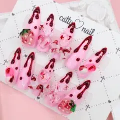 メルカリ便♡ 平成女児ネイル　女児ネイル　量産型ネイル　いちご　地雷系ネイル