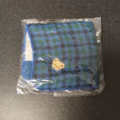 ファミリア　緑チェック柄クマ刺繍　ミニタオルハンカチ