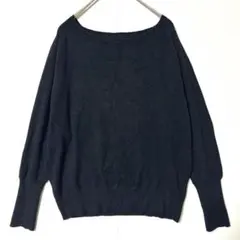 ナノユニバース ニット F 黒 ドルマン ボートネック 薄手 M〜L 相当 Yのサムネイル