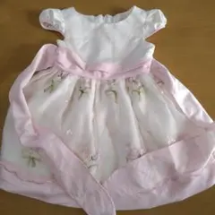 刺繍入りホワイト・ピンクドレス 100cm　マザウェイズ