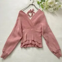 girly dollカシュクールニットセーター　ピンク系　バックリボンのサムネイル