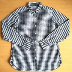 無印良品　長袖シャツ　ギンガムチェック　レディース　Ｍ　黒×白