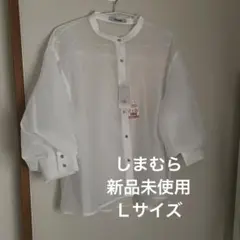 しまむら シアーブラウス ホワイト 半袖　Ｌサイズのサムネイル