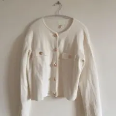 h&m カーディガン ゴールドボタン ホワイト　リゼクシー　zara gu 白