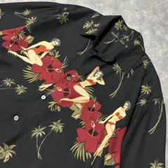 90s NATURAL ISSUE レーヨン アロハシャツ ピンナップガールのサムネイル