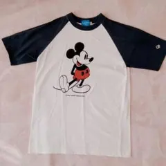 ディズニーリゾート　ミッキーマウス　半袖　Tシャツ　ネイビー×ホワイト