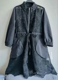 レースロングコート 　黒　上品　新品未使用タグ付き