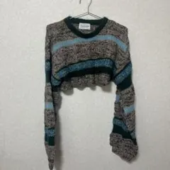 CREOLME ストライプ クロップドニット