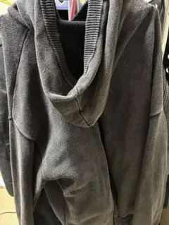 グレー ジッパー付き フードパーカー
